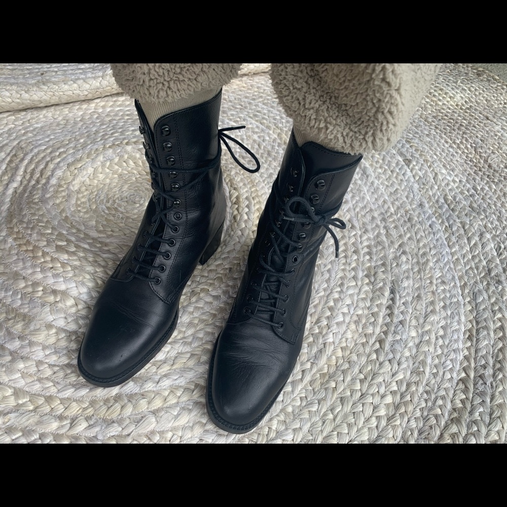 Charles david genuine leather combat boots